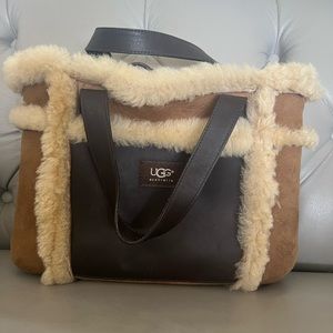 UGG Chesnut Suede with Shearling Sherpa wool trim bag or tote and  USED ONCE!!!